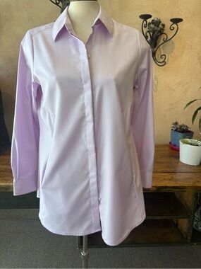 Foxcroft Light Lavender Button-Front Blouse